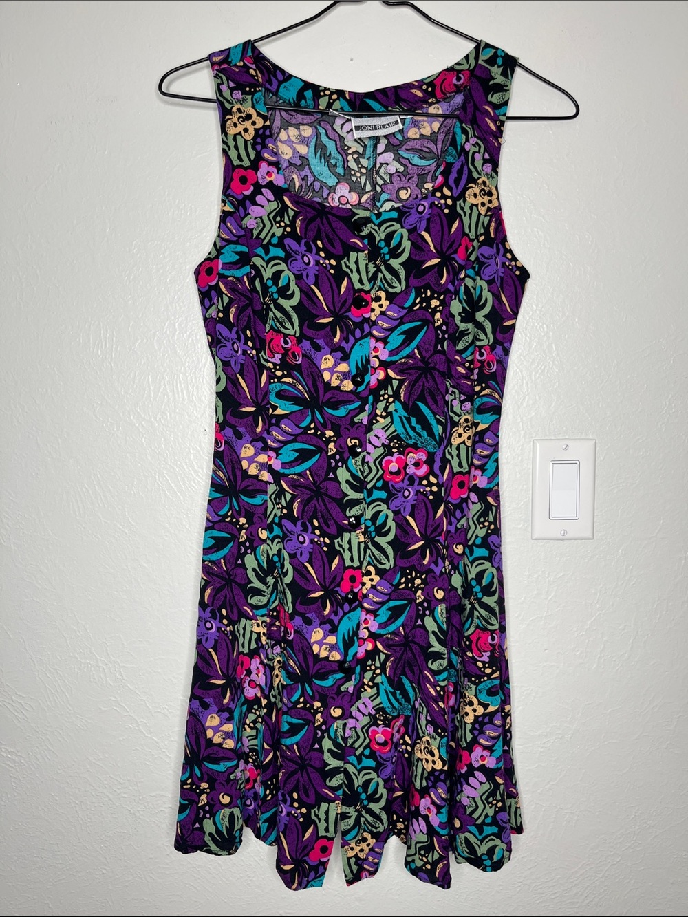 Vintage 90s Joni Blair Vibrant Floral Sundress Boho Hippie Summer Indie Tropical